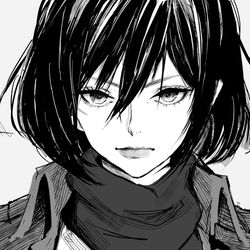 This is a pixiv picture whose title is ミカサ落書き.