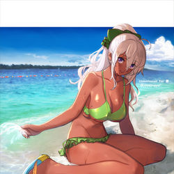 This is a pixiv picture whose title is 褐色ビーチガール.