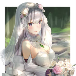 This is a pixiv picture whose title is ウエディングドレスえみりあたん.