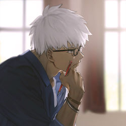 This is a pixiv picture whose title is 隣の席のお兄さん.