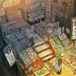 This is a pixiv picture whose title is 石の店.