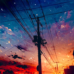 This is a pixiv picture whose title is 夕陽.