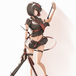 This is a pixiv picture whose title is セーラー服・スニーカー・刀.