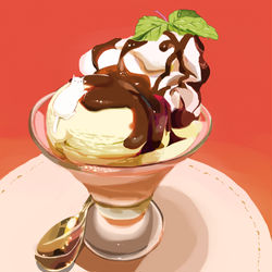 This is a pixiv picture whose title is チョコバナナねこパフェ.