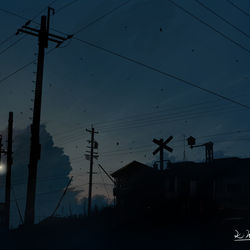This is a pixiv picture whose title is 落日.