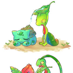 This is a pixiv picture whose title is 水やりをするキモリ.