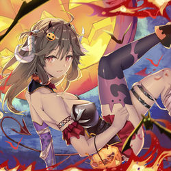 This is a pixiv picture whose title is 快进到小羊出万圣节皮肤.