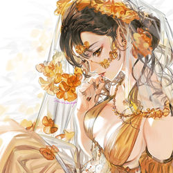 This is a pixiv picture whose title is 𝙰𝚖𝚋𝚎𝚛 𝚏𝚕𝚘𝚠𝚎𝚛.