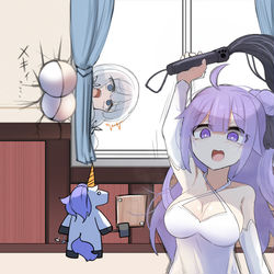 This is a pixiv picture whose title is 2階にある指揮官の部屋を覗き見するイラストリアス.