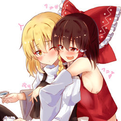 This is a pixiv picture whose title is レイマリ落書き.