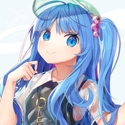 This is a pixiv picture whose title is 長髪×透明にとり.