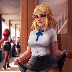 This is a pixiv picture whose title is Schoolgirl Zelda.