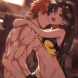 This is a pixiv picture whose title is 凛と士郎.