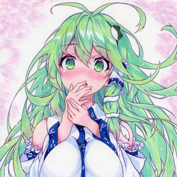 This is a pixiv picture whose title is 不意打ちを受けた早苗さん.