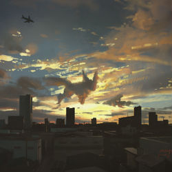 This is a pixiv picture whose title is 神無月、夕焼け.