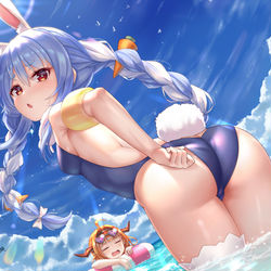 This is a pixiv picture whose title is 兎田ぺこら練習ぺこ.