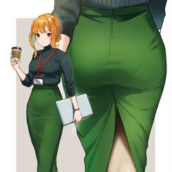 This is a pixiv picture whose title is スリットからの膝裏.