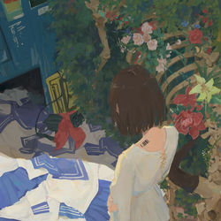 This is a pixiv picture whose title is 散落.
