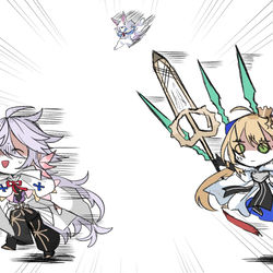 This is a pixiv picture whose title is 斬首から逃げるWマーリン.