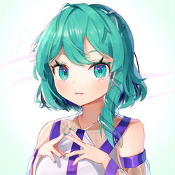 This is a pixiv picture whose title is 短髪×透明早苗.