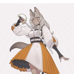 This is a pixiv picture whose title is ケモ耳剣士.