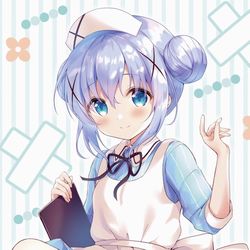 This is a pixiv picture whose title is 白衣の天使チノちゃん.