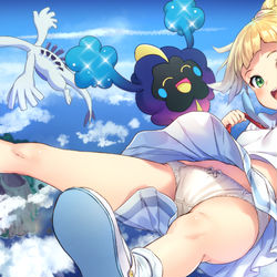 This is a pixiv picture whose title is がんばリーリエお空へダイブ.