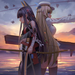 This is a pixiv picture whose title is 赤城与列克星敦.