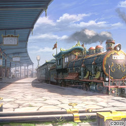 This is a pixiv picture whose title is ［仕事絵］あやかしランブル！_駅の乗降所.