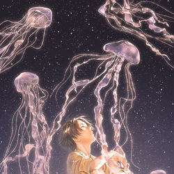 This is a pixiv picture whose title is 海月銀河.