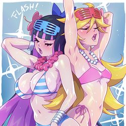 This is a pixiv picture whose title is Panty and Stocking Summer.
