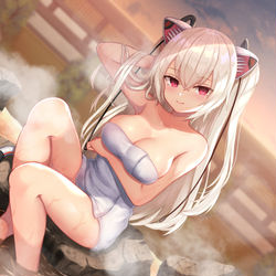 This is a pixiv picture whose title is 温泉のらきゃっとさん.