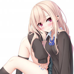 This is a pixiv picture whose title is 不満そうに見つめてくるJK.