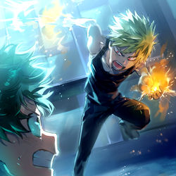 This is a pixiv picture whose title is デクvsかっちゃん.