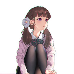 This is a pixiv picture whose title is 黒タイツ女子高生.