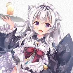 This is a pixiv picture whose title is 和風メイドねこさん。.