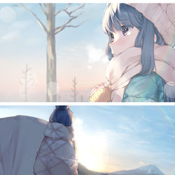 This is a pixiv picture whose title is 朝日が昇る　私は旅する.