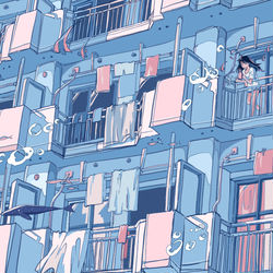 This is a pixiv picture whose title is ベランダ.