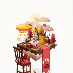This is a pixiv picture whose title is テーブルタウン　10月.