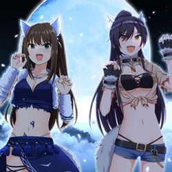 This is a pixiv picture whose title is 十五夜に現れたオオカミ娘.