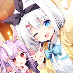 This is a pixiv picture whose title is 自撮りうどみょんいぇいいぇい.