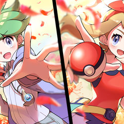 This is a pixiv picture whose title is ミツルvsハルカ.