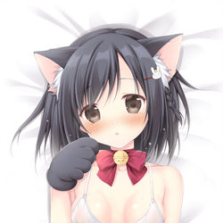 This is a pixiv picture whose title is 黒髪猫耳ちゃん.