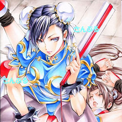 This is a pixiv picture whose title is 春麗ｖｓ不知火舞　　ストリートファイター　ＫＯＦ.