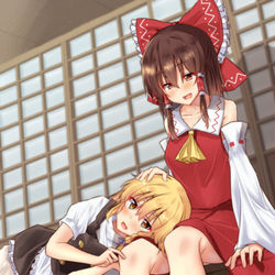 This is a pixiv picture whose title is レイマリ落書き.