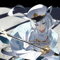 This is a pixiv picture whose title is 軍服フブキ.