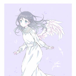 This is a pixiv picture whose title is 天使になれた日。＊*.