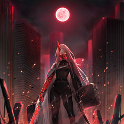 This is a pixiv picture whose title is 赤鬼.