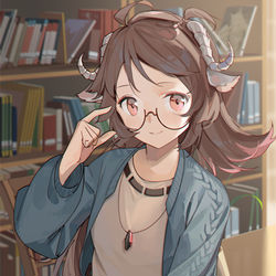 This is a pixiv picture whose title is 图书馆.