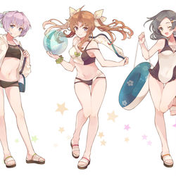 This is a pixiv picture whose title is 水着陽炎型三姉妹.